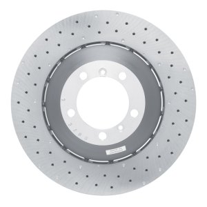 Porsche 911 Brake Rotor (1) - Left Front - R1 Concepts - Drilled Carbon Alloy GeoMET - `10-`11